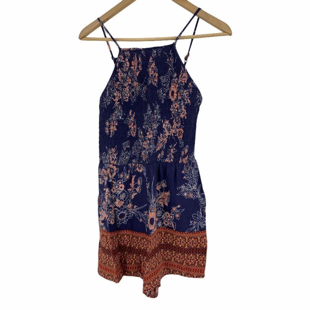 Socialite Romper XSmall 9599 Smock Strap Print Ray